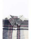 Azura Exchange Plaid Print Shirt with Distressed Raw Edge - M