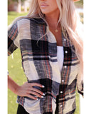 Azura Exchange Plaid Print Shirt with Distressed Raw Edge - S