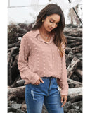 Azura Exchange Button Fuzzy Polka Dot Shirt - S