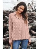 Azura Exchange Button Fuzzy Polka Dot Shirt - S