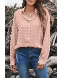 Azura Exchange Button Fuzzy Polka Dot Shirt - S