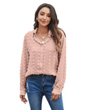 Azura Exchange Button Fuzzy Polka Dot Shirt - S