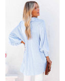 Azura Exchange Striped Boyfriend Shirt with Smocked Cuffs and Pocket - XL