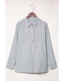 Azura Exchange Striped Long Sleeve Shirt with Pocketed Buttons - M