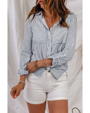 Azura Exchange Striped Long Sleeve Shirt with Pocketed Buttons - M