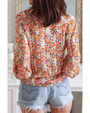 Azura Exchange Boho Floral Print Button Front Shirt - S