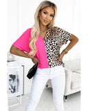 Azura Exchange Leopard Color Block Blouse - S