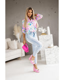 Azura Exchange Buttoned Sheath Long Sleeve Shirt with Abstract Floral Print - L