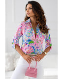 Azura Exchange Buttoned Sheath Long Sleeve Shirt with Abstract Floral Print - L