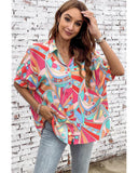 Azura Exchange Abstract Geometry Print Half Puff Sleeve Shirt - XL