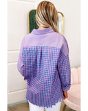 Azura Exchange Plaid Button Down Long Sleeve Shirt with Chest Pocket - S