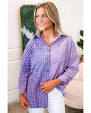 Azura Exchange Plaid Button Down Long Sleeve Shirt with Chest Pocket - XL