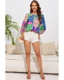 Azura Exchange Floral Patchwork Print Puff Sleeve Shirt - XL