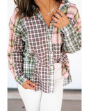 Azura Exchange Plaid Patchwork High Low Oversized Shirt - L