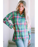 Azura Exchange Plaid Button Down Split Shirt - L