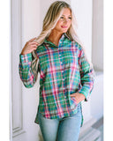 Azura Exchange Plaid Button Down Split Shirt - L