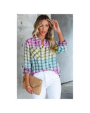 Azura Exchange Vibrant Tie Dye Plaid Button Up Shirt - M