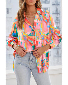 Azura Exchange Abstract Geometric Print Oversized Shirt - L