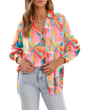 Azura Exchange Abstract Geometric Print Oversized Shirt - L