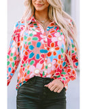 Azura Exchange Floral Print Bubble Sleeve Shirt - L