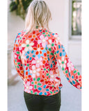 Azura Exchange Floral Print Bubble Sleeve Shirt - L