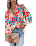 Azura Exchange Floral Print Bubble Sleeve Shirt - S