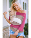 Azura Exchange Half Sleeve Contrast Stripe Knit Sweater - S