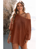 Azura Exchange Textured Knit Drop Shoulder Tee - L