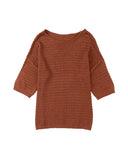 Azura Exchange Textured Knit Drop Shoulder Tee - L