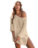 Azura Exchange Textured Knit Drop Shoulder Tee - M