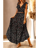 Azura Exchange Floral Ruffled Crop Top and Maxi Skirt Set - L