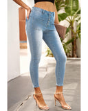 Azura Exchange Button Fly Skinny Jeans with Pockets - S