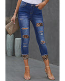 Azura Exchange Leopard Patches Distressed Skinny Jeans - S