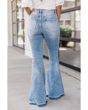 Azura Exchange Buttoned Distressed Flared Jeans - 12 US