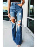 Azura Exchange Distressed Cutout Flare Leg Jeans - 16 US