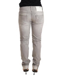 Tattered Skinny Cut Jeans with Logo Details W26 US Women