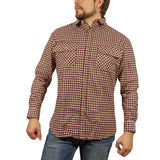 Mens FLANNELETTE SHIRT Check 100% COTTON Flannel Vintage Long Sleeve - 97 (Full Placket) - S