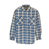 Mens Flannelette Long Sleeve Shirt 100% Cotton Check - Full Placket - Spanish Blue - 3XL