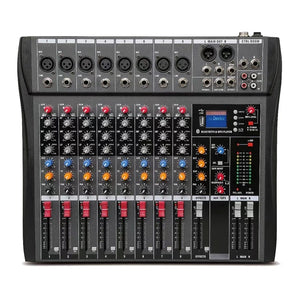 Hridz CT-80S Professional Audio Mixer – 8 Channels Bluetooth USB Mixer with Effects, 48V Phantom Power, and Built-in Sound Card, 8 Channels Audio Sound Mixer Mixing DJ Console USB with 48V Phantom Power