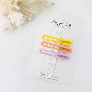 MANGO JELLY Gloss Glaze Wavy Hair Clips - Candy - Twin Pack