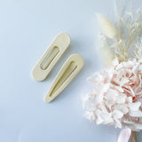 MANGO JELLY Large Pastel Coated Hair Clips - Cream - Twin Pack