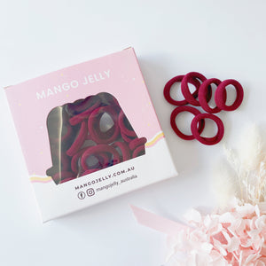 MANGO JELLY Metal Free Hair Ties (3cm) - School Colour Maroon 36P - Twin Pack