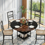 NNETMLT Round Dining Table - Rustic Brown & Black