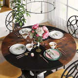 NNETMLT Round Dining Table - Rustic Brown & Black