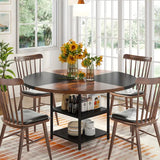 NNETMLT Round Dining Table - Rustic Brown & Black