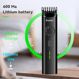 KM-1247 Rechargeable Hair and Beard Trimmer - Precision Grooming Kit with USB Charging Cable, Cleaning Brush, and Oil