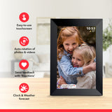 WiFi Digital Photo Frame White 32GB Storage 10-Inch HD Display + Remote Photo Video Sharing via App