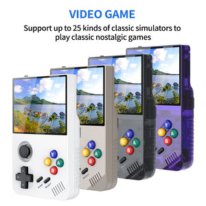 128G Purple MPOWN M19 Handheld Gaming Console - Retro Arcade & PSP Emulator, 3.5-Inch HD Screen, TV Connectivity, Portable 3D Gaming Device