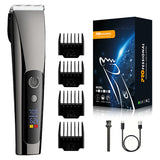 Black Professional Rechargeable Hair Clipper with Digital LED Display - Precision Trimmer for Men