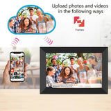 WiFi Digital Photo Frame 10.1-Inch Wooden Frame - 16GB Storage, IPS Touchscreen, App Remote Sharing